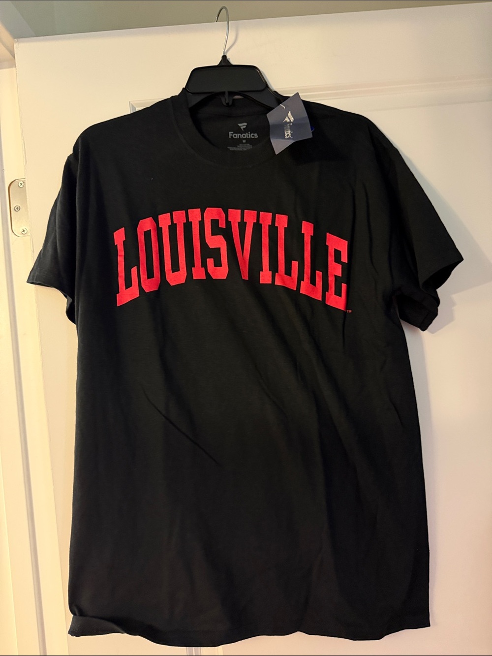 Fanatics Black Tee with Red LOUISVILLE Arch